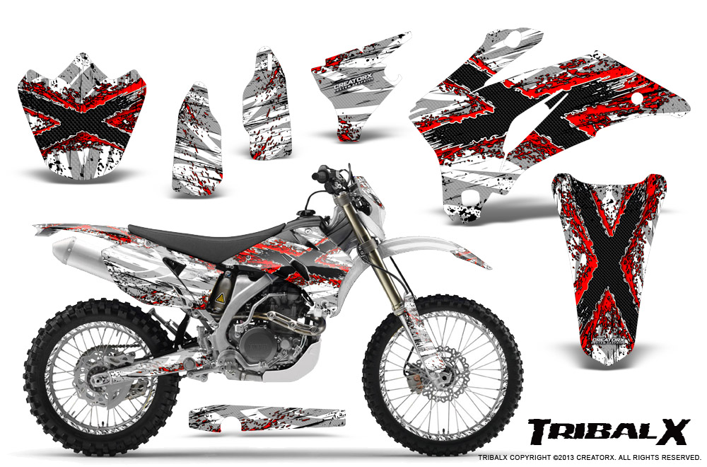 Yamaha WR 250-450 07-10 Graphics Kit TribalX Red White NP Rims